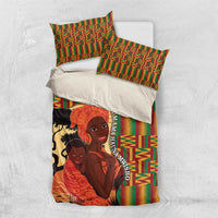 African-American Mother's Day Bedding Set Black Mom And Son Kente Pattern