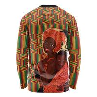 African-American Mother's Day Long Sleeve Shirt Black Mom And Son Kente Pattern