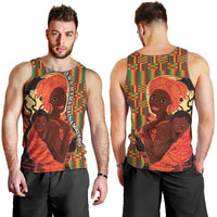 African-American Mother's Day Men Tank Top Black Mom And Son Kente Pattern