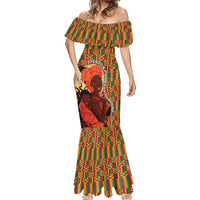 African-American Mother's Day Mermaid Dress Black Mom And Son Kente Pattern