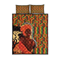African-American Mother's Day Quilt Bed Set Black Mom And Son Kente Pattern