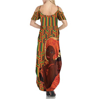 African-American Mother's Day Summer Maxi Dress Black Mom And Son Kente Pattern