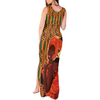 African-American Mother's Day Tank Maxi Dress Black Mom And Son Kente Pattern