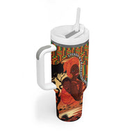 African-American Mother's Day Tumbler With Handle Black Mom And Son Kente Pattern
