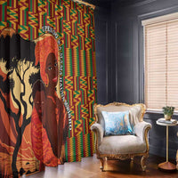 African-American Mother's Day Window Curtain Black Mom And Son Kente Pattern
