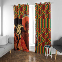 African-American Mother's Day Window Curtain Black Mom And Son Kente Pattern