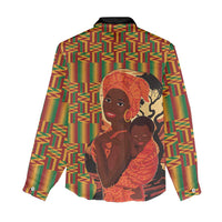 African-American Mother's Day Women Casual Shirt Black Mom And Son Kente Pattern