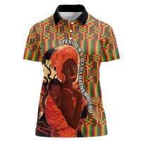 African-American Mother's Day Women Polo Shirt Black Mom And Son Kente Pattern