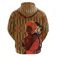 African-American Mother's Day Zip Hoodie Black Mom And Son Kente Pattern