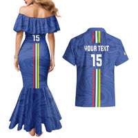Custom Central African Republic Football Couples Matching Mermaid Dress and Hawaiian Shirt Go Les Fauves Go