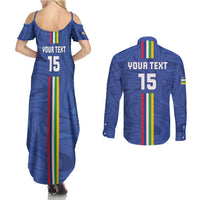 Custom Central African Republic Football Couples Matching Summer Maxi Dress and Long Sleeve Button Shirt Go Les Fauves Go