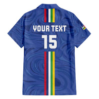 Custom Central African Republic Football Family Matching Off The Shoulder Long Sleeve Dress and Hawaiian Shirt Go Les Fauves Go