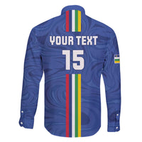 Custom Central African Republic Football Family Matching Off The Shoulder Long Sleeve Dress and Hawaiian Shirt Go Les Fauves Go