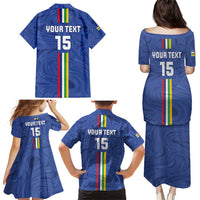 Custom Central African Republic Football Family Matching Puletasi and Hawaiian Shirt Go Les Fauves Go