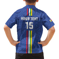 Custom Central African Republic Football Family Matching Short Sleeve Bodycon Dress and Hawaiian Shirt Go Les Fauves Go
