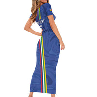 Custom Central African Republic Football Family Matching Short Sleeve Bodycon Dress and Hawaiian Shirt Go Les Fauves Go