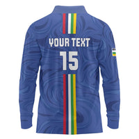 Custom Central African Republic Football Long Sleeve Polo Shirt Go Les Fauves Go