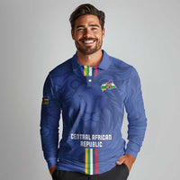 Custom Central African Republic Football Long Sleeve Polo Shirt Go Les Fauves Go