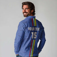Custom Central African Republic Football Long Sleeve Polo Shirt Go Les Fauves Go
