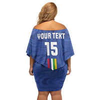 Custom Central African Republic Football Off Shoulder Short Dress Go Les Fauves Go