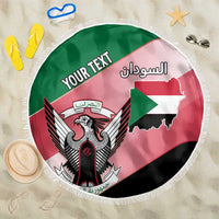 Personalized Sudan Beach Blanket Sudanese Secretary Bird Flag Style