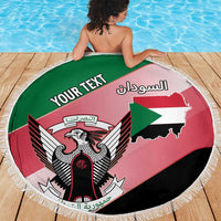 Personalized Sudan Beach Blanket Sudanese Secretary Bird Flag Style