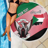 Personalized Sudan Beach Blanket Sudanese Secretary Bird Flag Style