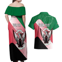 Personalized Sudan Couples Matching Off Shoulder Maxi Dress and Hawaiian Shirt Sudanese Secretary Bird Flag Style