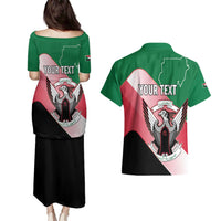 Personalized Sudan Couples Matching Puletasi and Hawaiian Shirt Sudanese Secretary Bird Flag Style