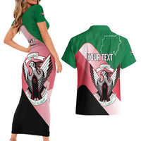 Personalized Sudan Couples Matching Short Sleeve Bodycon Dress and Hawaiian Shirt Sudanese Secretary Bird Flag Style