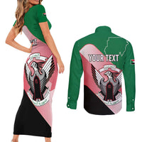 Personalized Sudan Couples Matching Short Sleeve Bodycon Dress and Long Sleeve Button Shirt Sudanese Secretary Bird Flag Style