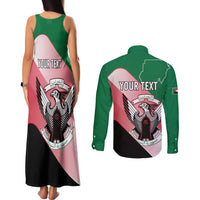 Personalized Sudan Couples Matching Tank Maxi Dress and Long Sleeve Button Shirt Sudanese Secretary Bird Flag Style