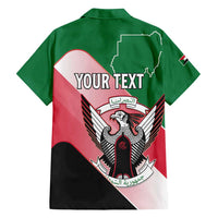 Personalized Sudan Family Matching Off Shoulder Short Dress and Hawaiian Shirt Sudanese Secretary Bird Flag Style