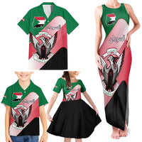 Personalized Sudan Family Matching Tank Maxi Dress and Hawaiian Shirt Sudanese Secretary Bird Flag Style