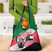 Personalized Sudan Grocery Bag Sudanese Secretary Bird Flag Style