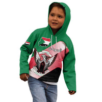 Personalized Sudan Kid Hoodie Sudanese Secretary Bird Flag Style