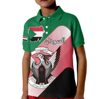 Personalized Sudan Kid Polo Shirt Sudanese Secretary Bird Flag Style