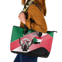 Personalized Sudan Leather Tote Bag Sudanese Secretary Bird Flag Style
