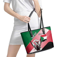 Personalized Sudan Leather Tote Bag Sudanese Secretary Bird Flag Style