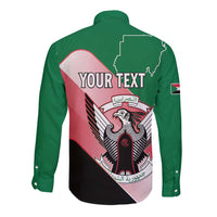 Personalized Sudan Long Sleeve Button Shirt Sudanese Secretary Bird Flag Style