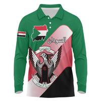 Personalized Sudan Long Sleeve Polo Shirt Sudanese Secretary Bird Flag Style