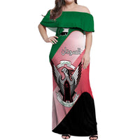 Personalized Sudan Off Shoulder Maxi Dress Sudanese Secretary Bird Flag Style
