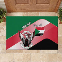 Personalized Sudan Rubber Doormat Sudanese Secretary Bird Flag Style
