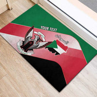Personalized Sudan Rubber Doormat Sudanese Secretary Bird Flag Style