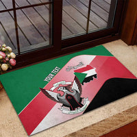 Personalized Sudan Rubber Doormat Sudanese Secretary Bird Flag Style