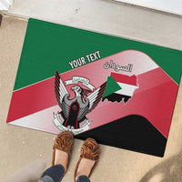 Personalized Sudan Rubber Doormat Sudanese Secretary Bird Flag Style
