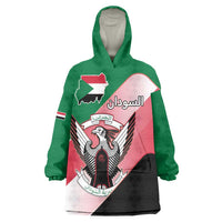 Personalized Sudan Wearable Blanket Hoodie Sudanese Secretary Bird Flag Style
