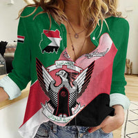 Personalized Sudan Women Casual Shirt Sudanese Secretary Bird Flag Style