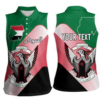 Personalized Sudan Women Sleeveless Polo Shirt Sudanese Secretary Bird Flag Style