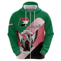 Personalized Sudan Zip Hoodie Sudanese Secretary Bird Flag Style
